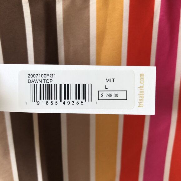 Trina Turk Dawn Top Womens Large Retro Stripe Mod 60s 70s Colorful Disco Party - Picture 6 of 11